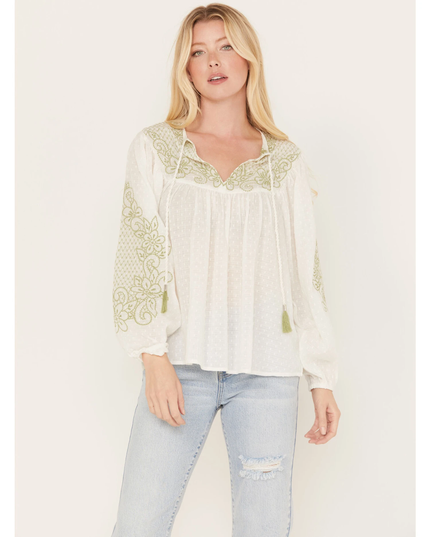 Cleo + Wolf Women's Embroidered Long Sleeve Blouse 2 Cleo + Wolf Women's Embroidered Long Sleeve Blouse - Image 2