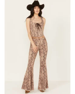 Shyanne Women's High Rise Snake Print Super Flare Jeans -Cowgirl Drape Sales 2000382919 251 P2