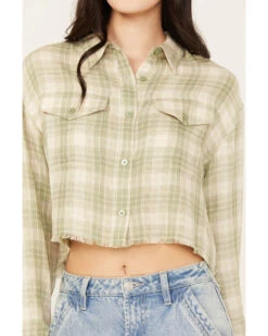 Cleo + Wolf Women's Long Sleeve Cropped Shirt -Cowgirl Drape Sales 2000382951 300 P3