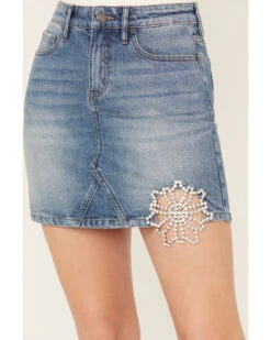 Idyllwind Women's Baryywood High Rise Denim Rhinestone Skirt 6 Idyllwind Women's Baryywood High Rise Denim Rhinestone Skirt -Cowgirl Drape Sales 2000383309 414 P2