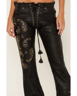 Boot Barn X Understated Leather Women's Rhinestone Studded Lace-Up Flare Leather Pants 7 Boot Barn X Understated Leather Women's Rhinestone Studded Lace-Up Flare Leather Pants -Cowgirl Drape Sales 2000384215 001 P2