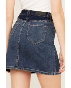 Rock & Roll Denim Women's Medium Wash Two Tone Stretch Denim Skirt