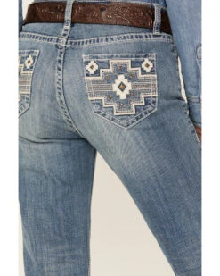 Rock & Roll Denim Women's Light Wash Mid Rise Bootcut Jeans -Cowgirl Drape Sales 2000385097 412 P4