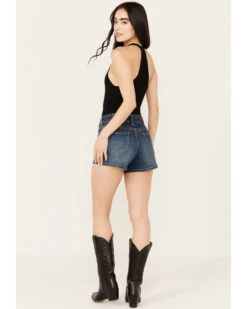 Rock & Roll Denim Women's Medium Wash Mid Rise Extra Stretch Seam Shorts -Cowgirl Drape Sales 2000385100 414 P3