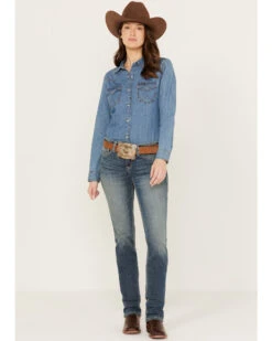 Ariat Women's Medium Wash Mid Rise Michela Straight Stretch Jeans -Cowgirl Drape Sales 2000385126 414 P1