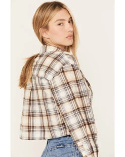 Cleo + Wolf Women's Plaid Print Cropped Shirt -Cowgirl Drape Sales 2000386562 110 P4