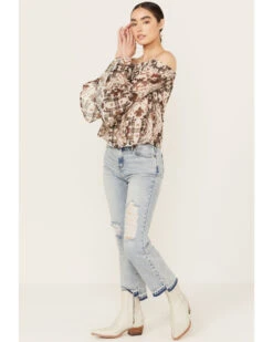 Shyanne Women's Off The Shoulder Chiffon Blouse 6 Shyanne Women's Off The Shoulder Chiffon Blouse -Cowgirl Drape Sales 2000386672 200 P1