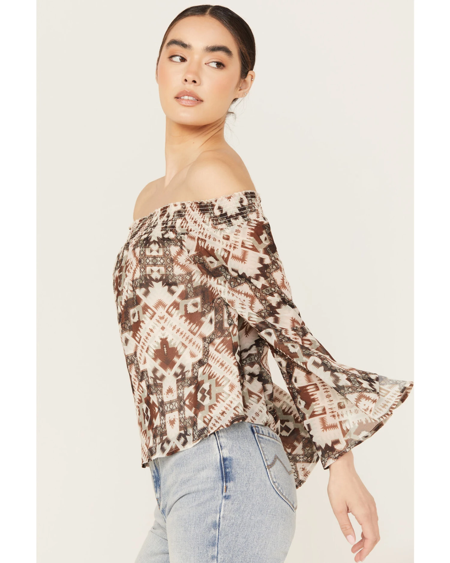 Shyanne Women's Off The Shoulder Chiffon Blouse 4 Shyanne Women's Off The Shoulder Chiffon Blouse - Image 4