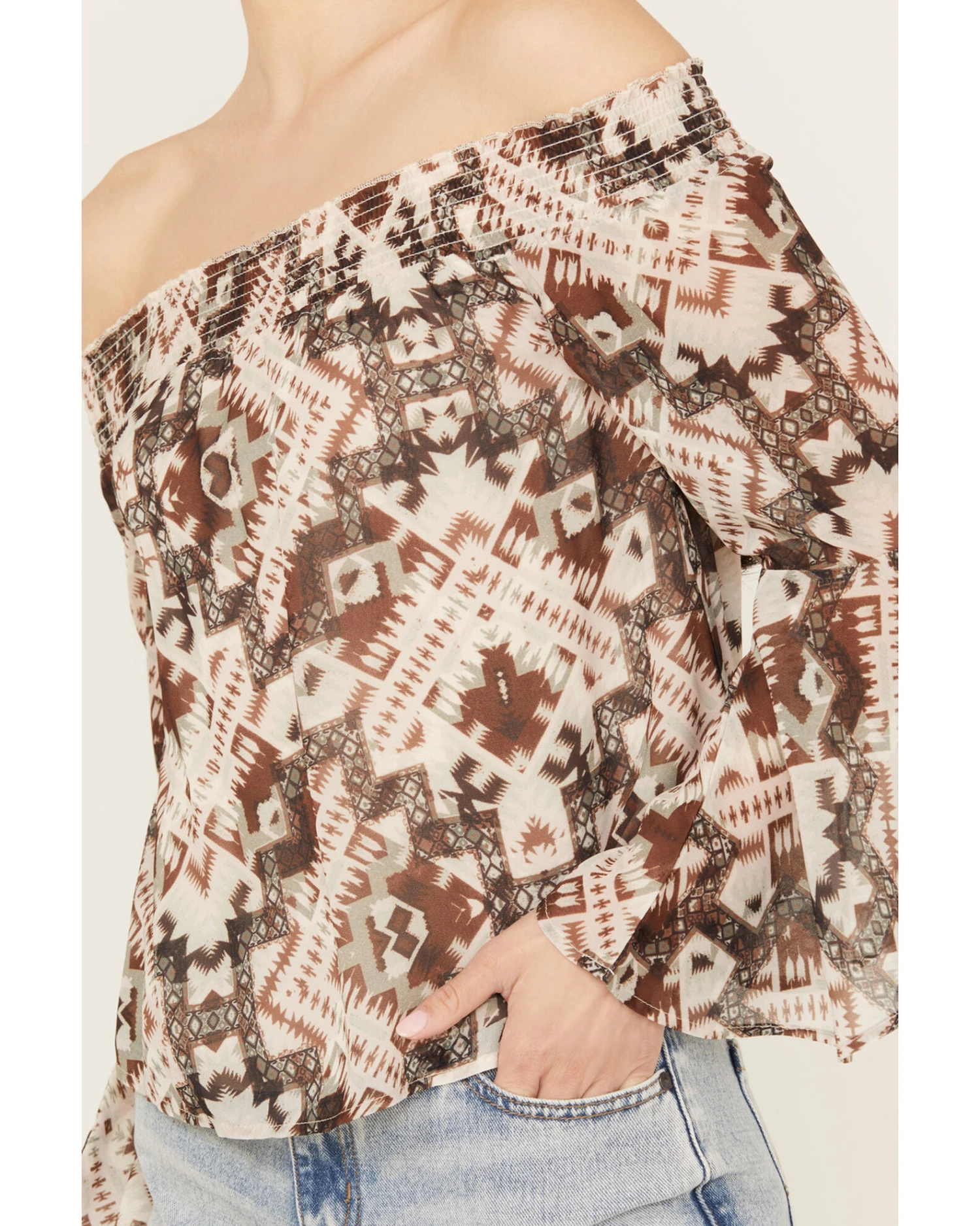 Shyanne Women's Off The Shoulder Chiffon Blouse 2 Shyanne Women's Off The Shoulder Chiffon Blouse - Image 2