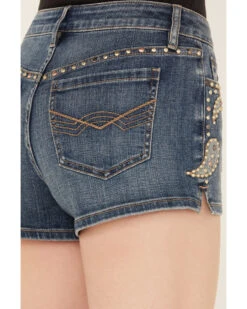 Idyllwind Women's Onslow Medium Wash Mid Rise Rebel Embellished Stretch Shorts