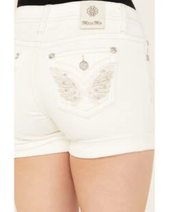 Miss Me Women's Mid Rise Angel Wing Cuffed Denim Shorts 6 Miss Me Women's Mid Rise Angel Wing Cuffed Denim Shorts -Cowgirl Drape Sales 2000387018 100 P2