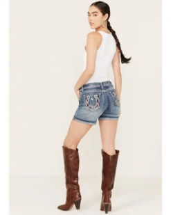 Grace In LA Women's Medium Wash Americana Horseshoe Jeans -Cowgirl Drape Sales 2000387379 414 P1