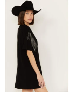 Rock & Roll Denim Women's Metal Fringe Short Sleeve Mini Dress 7 Rock & Roll Denim Women's Metal Fringe Short Sleeve Mini Dress -Cowgirl Drape Sales 2000387603 001 P2