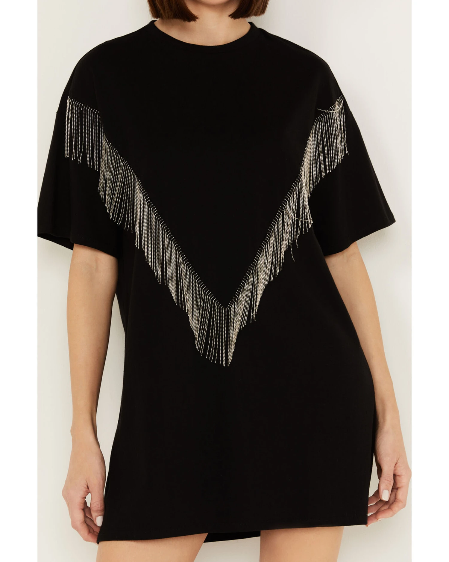 Rock & Roll Denim Women's Metal Fringe Short Sleeve Mini Dress 2 Rock & Roll Denim Women's Metal Fringe Short Sleeve Mini Dress - Image 2