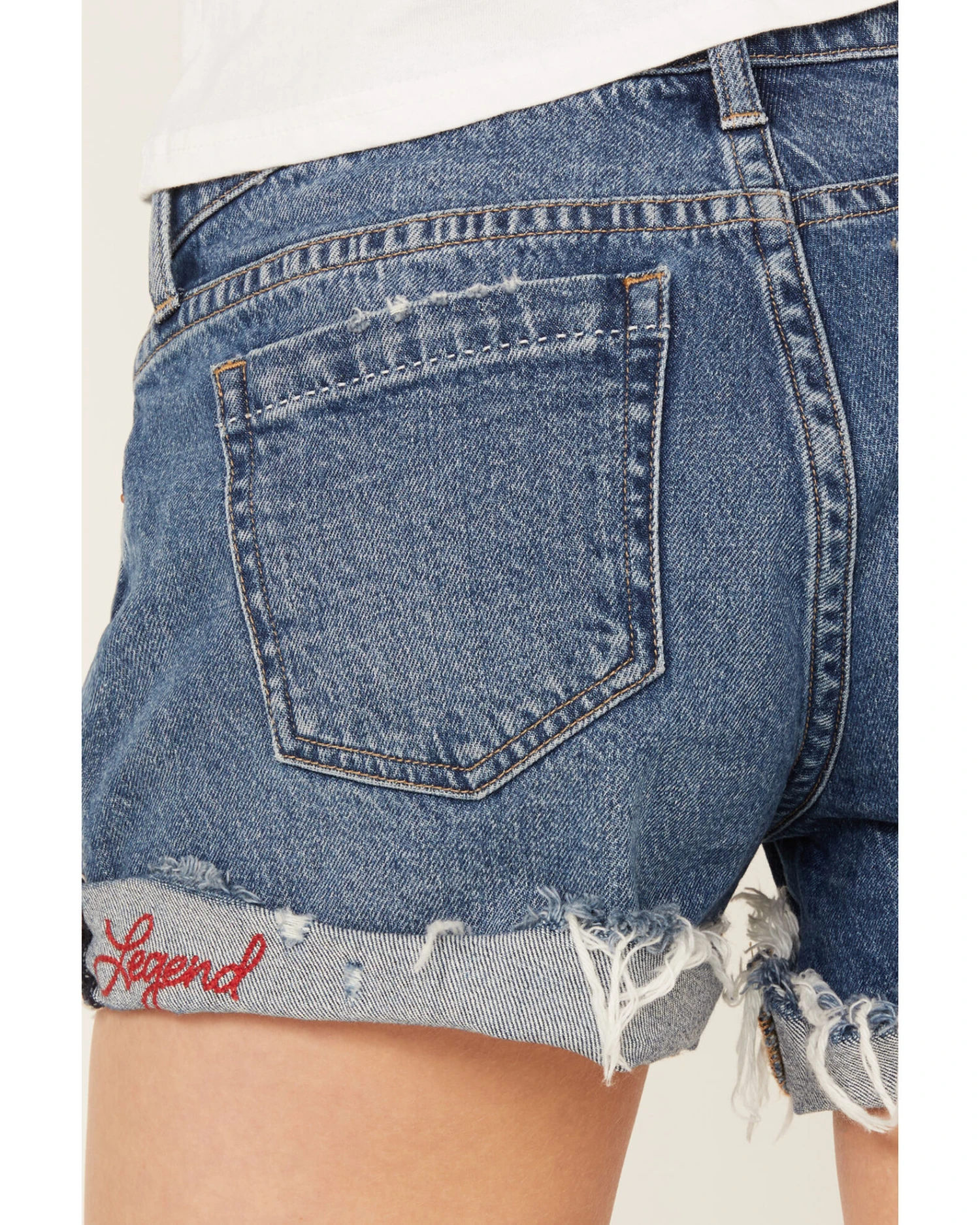 Lucky Brand Women's Medium Wash Seeing Stars Low Rise Distressed Shorts 3 Lucky Brand Women's Medium Wash Seeing Stars Low Rise Distressed Shorts - Image 3