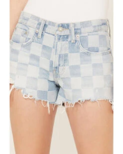 Lucky Brand Women's Light Wash Speedway Checkered Mid Rise Distressed Shorts -Cowgirl Drape Sales 2000388111 412 P2