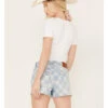 Lucky Brand Women's Light Wash Speedway Checkered Mid Rise Distressed Shorts