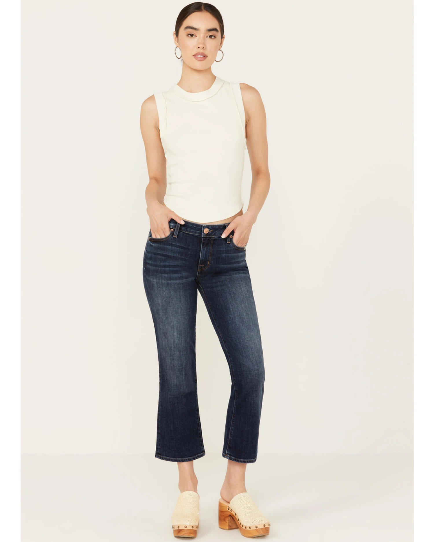 Mia And Moss Women's Spellbound Dark Wash Mid Rise Kick Flare Stretch Jeans 3 Mia And Moss Women's Spellbound Dark Wash Mid Rise Kick Flare Stretch Jeans - Image 3