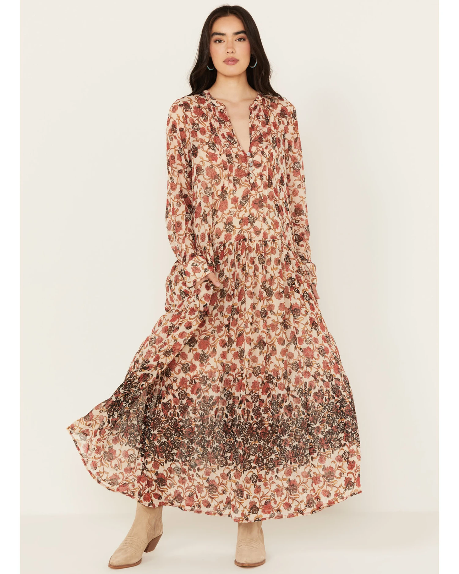 Free People Women's See It Through Floral Long Sleeve Maxi Dress 4 Free People Women's See It Through Floral Long Sleeve Maxi Dress - Image 4