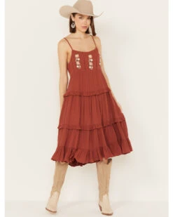 Bila77 Women's Floral Embroidered Tier Midi Dress -Cowgirl Drape Sales 2000392115 220 P1