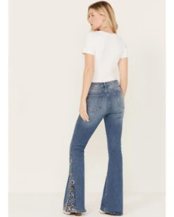 Driftwood Women's Medium Wash High Rise Flare Paisley Hem Jeans -Cowgirl Drape Sales 2000392193 414 P3