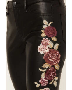 Driftwood Women's High Rise Vegan Leather Fallen Roses Flare Pants -Cowgirl Drape Sales 2000392197 001 P2