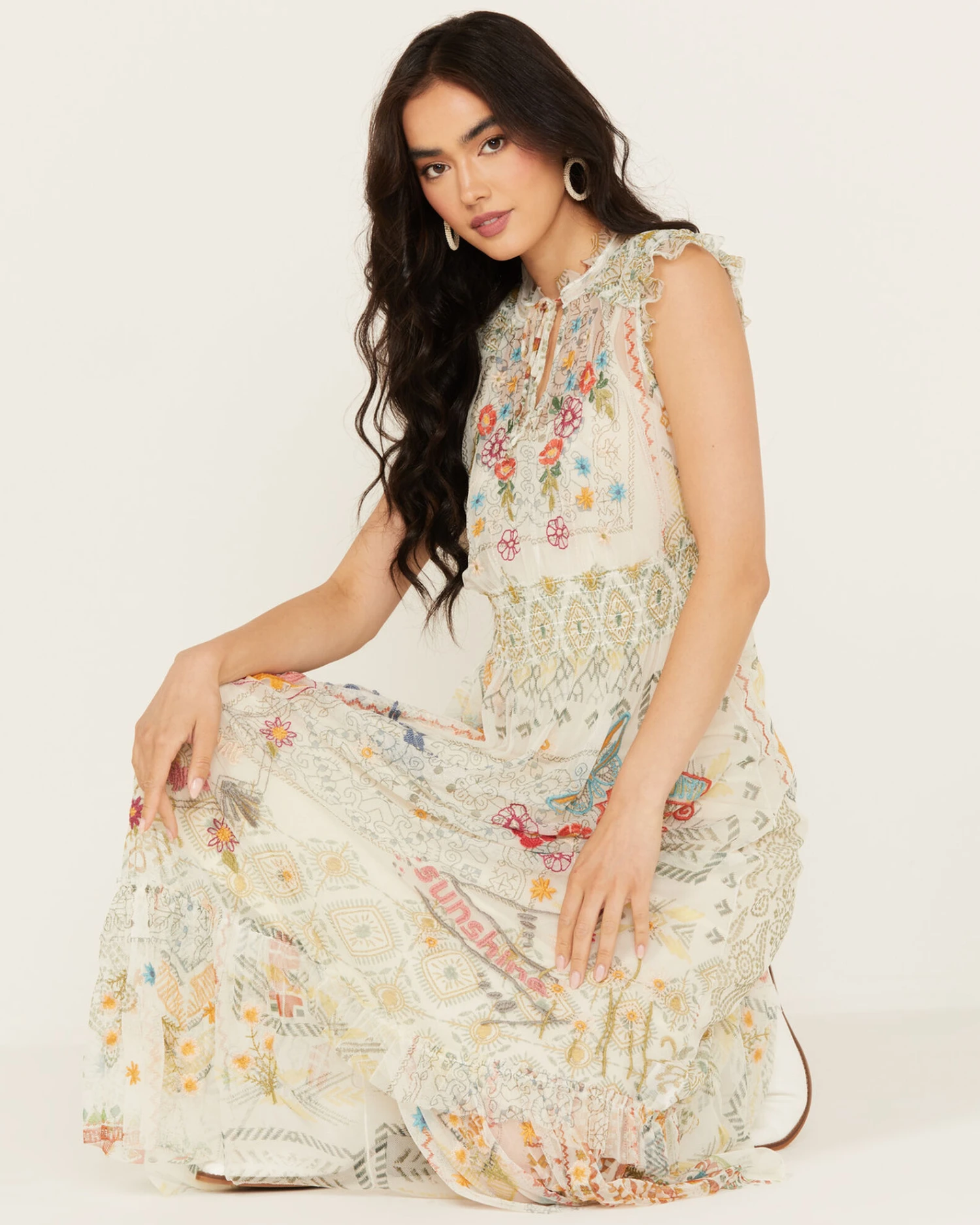 Johnny Was Women's Merida Sleeveless Mesh Midi Dress 2 Johnny Was Women's Merida Sleeveless Mesh Midi Dress - Image 2