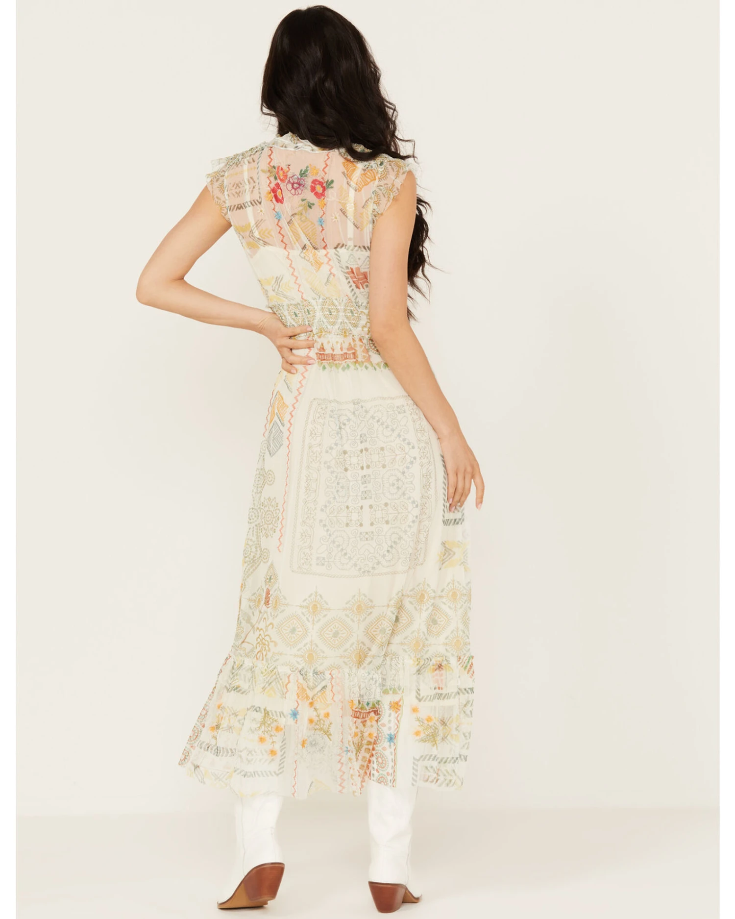 Johnny Was Women's Merida Sleeveless Mesh Midi Dress 4 Johnny Was Women's Merida Sleeveless Mesh Midi Dress - Image 4