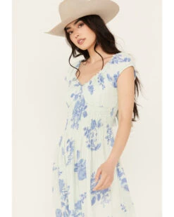 Free People Women's Floral Forget Me Not Midi Dress -Cowgirl Drape Sales 2000395502 400 P2