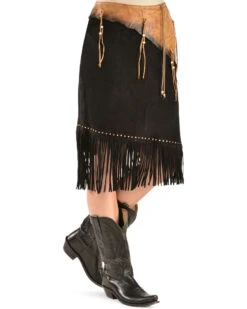 Kobler Leather Women's Leather & Fringe Sioux Suede Skirt 6 Kobler Leather Women's Leather & Fringe Sioux Suede Skirt -Cowgirl Drape Sales 225J32 89 P1
