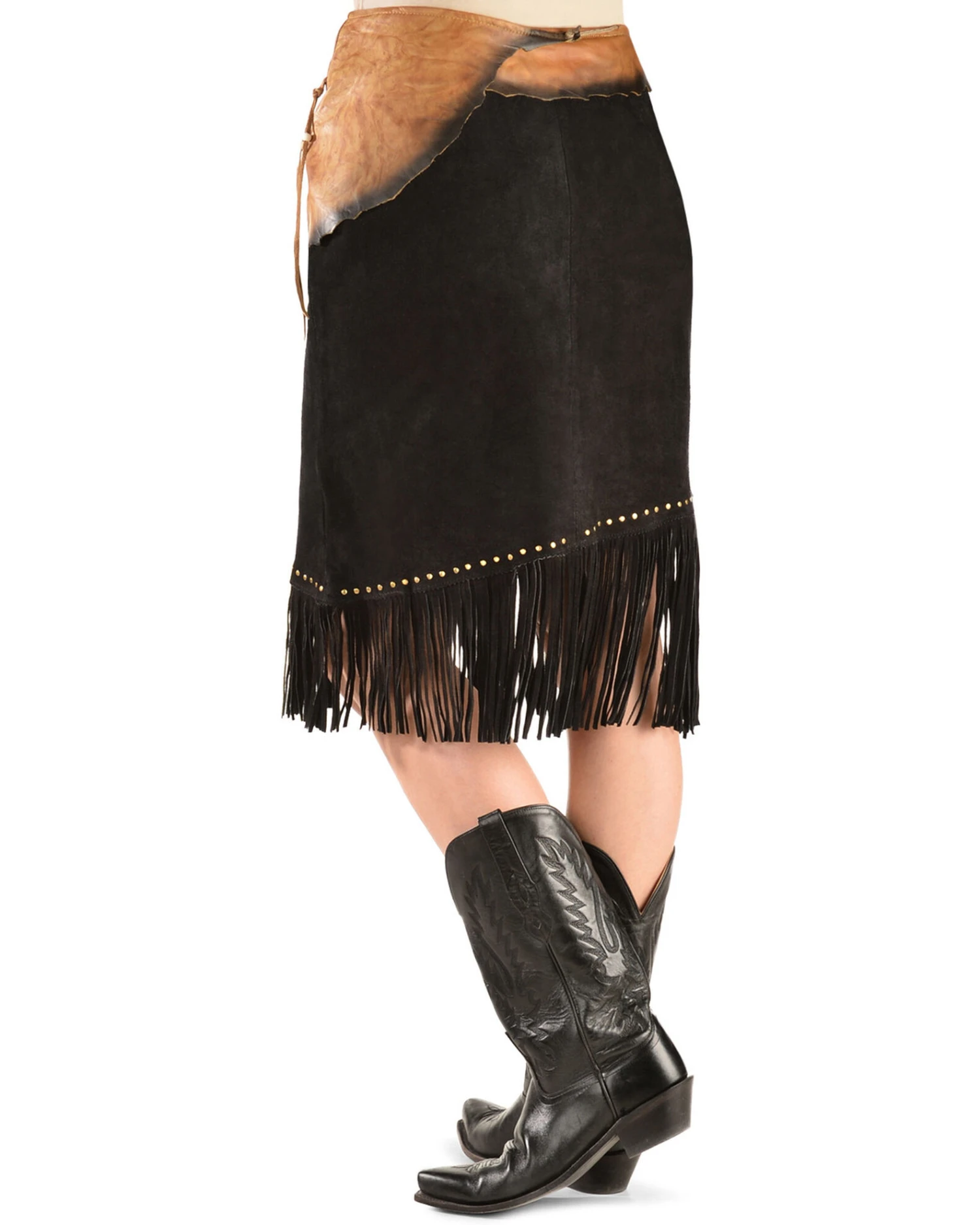 Kobler Leather Women's Leather & Fringe Sioux Suede Skirt 4 Kobler Leather Women's Leather & Fringe Sioux Suede Skirt - Image 4
