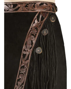 Kobler Leather Women's Tooled Leather & Fringe Sedona Suede Skirt 5 Kobler Leather Women's Tooled Leather & Fringe Sedona Suede Skirt -Cowgirl Drape Sales 225J34 89 D1