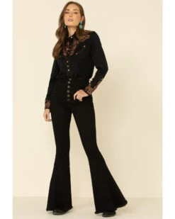 Scully Women's Floral Embroidered Western Shirt 8 Scully Women's Floral Embroidered Western Shirt -Cowgirl Drape Sales 658137 89 P2